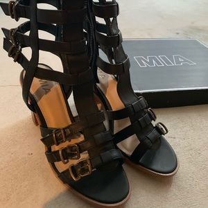 Mid calf heeled sandal